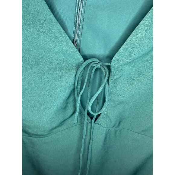 Abercrombie & Fitch Dress Small Green Halter Mini Long Sleeve Crossover Strap - Picture 6 of 6